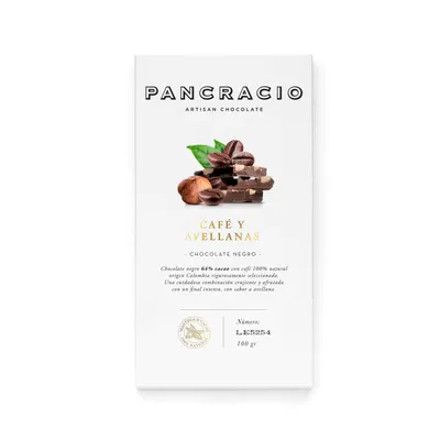 Pancracio Coffee and Hazelnuts Dark Chocolate bar