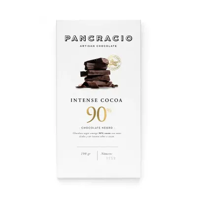 Pancracio Intense Cocoa 90% Dark Chocolate bar.