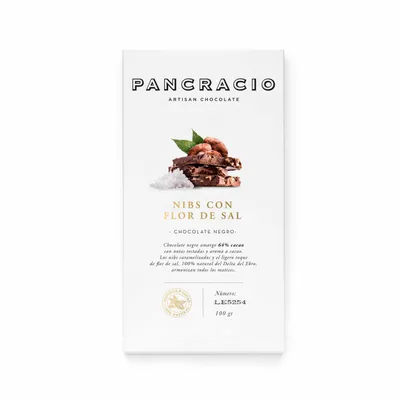 Pancracio Nibs with Fleur de Sel Dark Chocolate bar